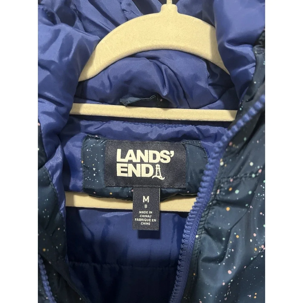 Lands' End‎ Girls Insulated Winter Jacket Night Sky Print Size Medium (8)